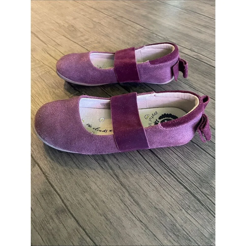 Livie & Luca Aria Ballet Bows Burgundy Shimmer Suede size 11